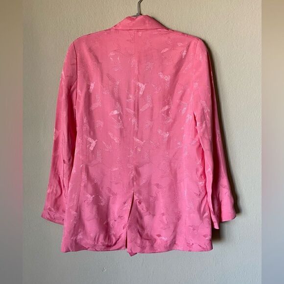 Maje Vala Jacquard Pink Blazer Bird Print Button Size S - Picture 10 of 13